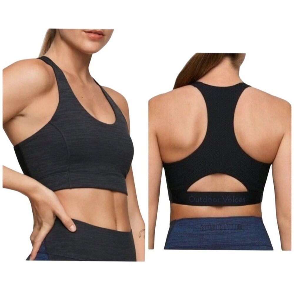 Outdoor Voices Women Size S Doing Things Sports Bra Spell Out Logo Bra Blue